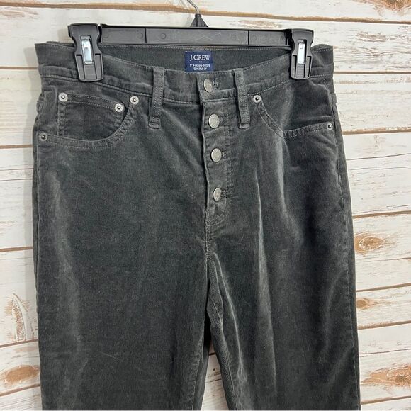 J Crew Gray 9” High Rise Skinny Corduroy Exposed Button Fly Pants - Picture 3 of 6